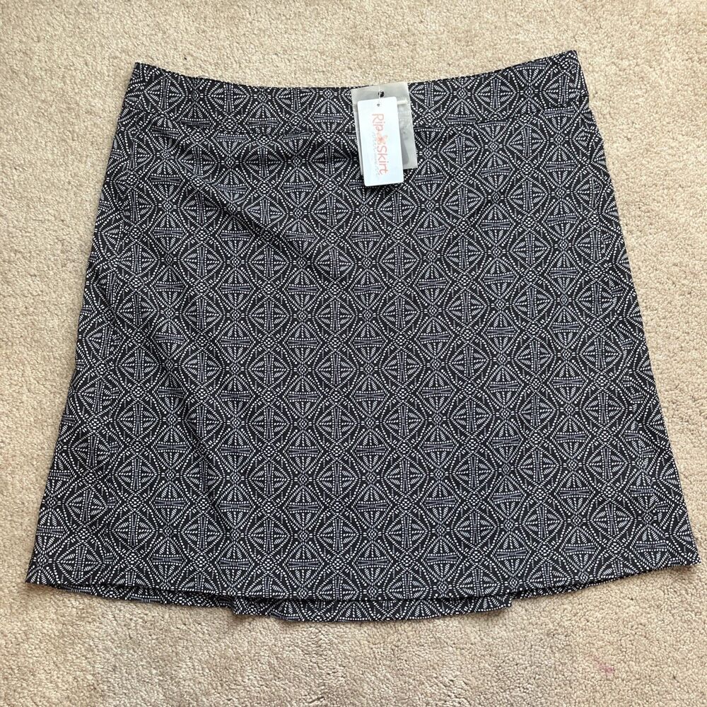 Ripskirt Hawaii Skirt Womens Large Wrap Stretch Black Geometric Vacation Beach
